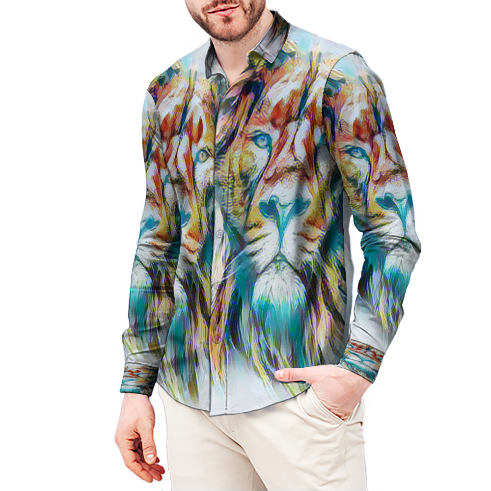 All Over Print Men's Fit Camp Collar Long Sleeve Shirt