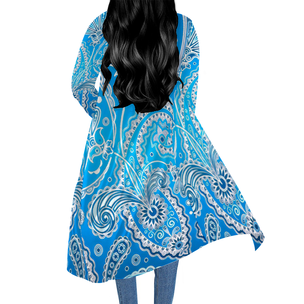 Custom Casual Front Open Dress Smock Long Sleeves Dress Smock