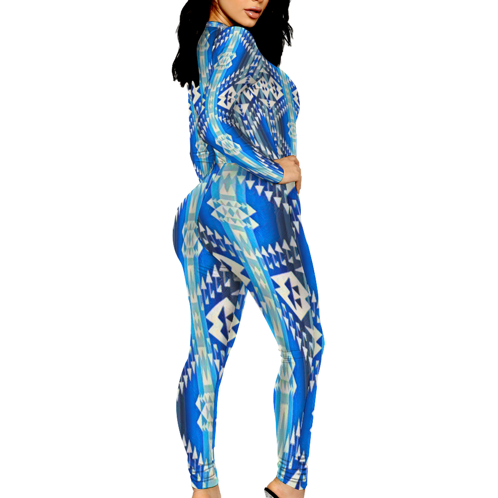 Custom Women's Sexy Front Zip Bodysuit Long Sleeve Jumpsuit