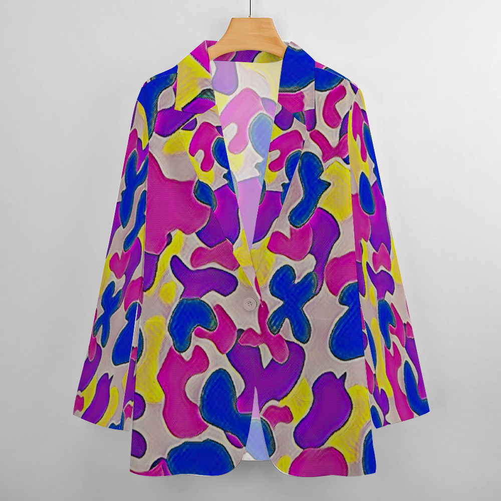 Custom Women's Casual Suit All Over Print Blazer Coat Fashion Light Coat