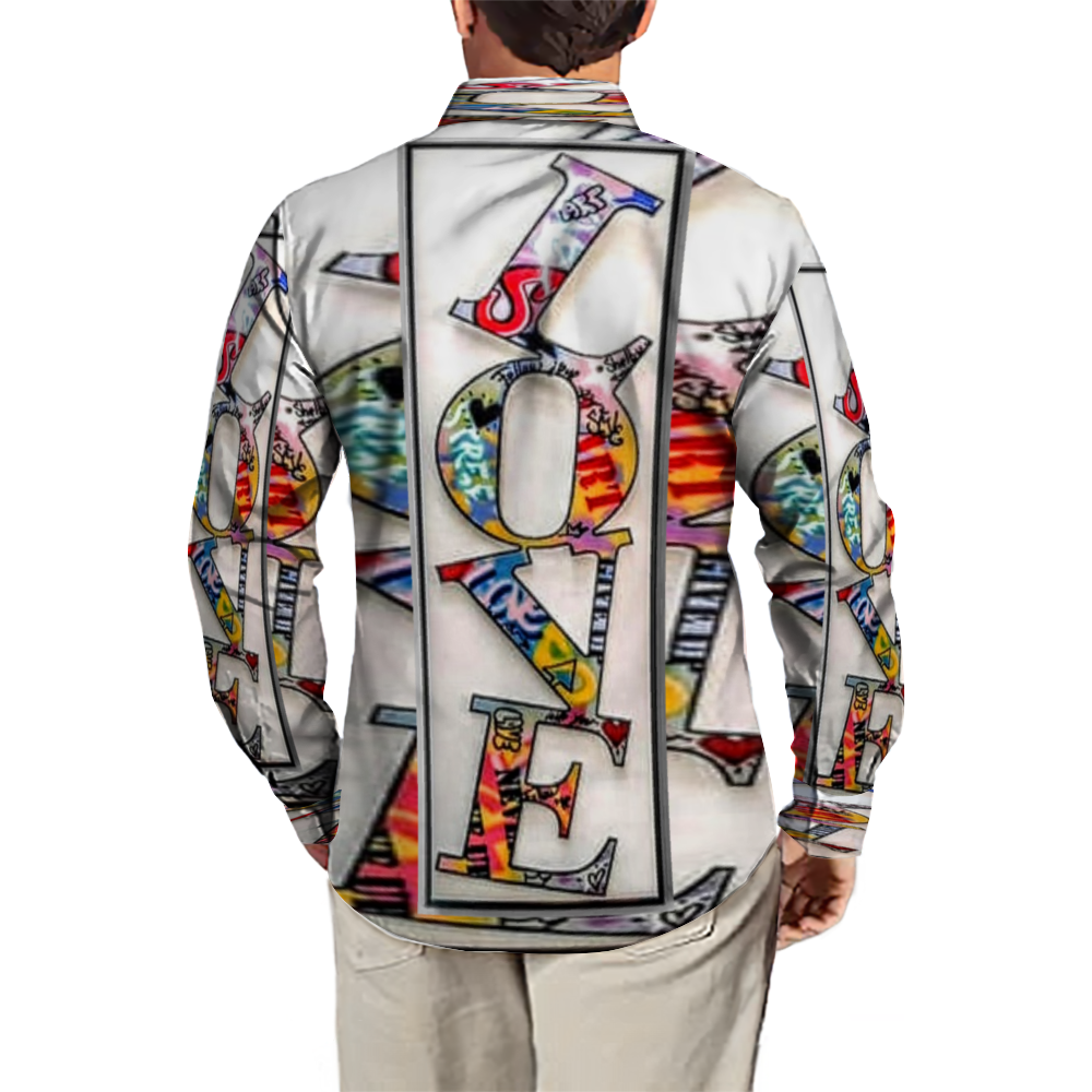 All Over Print Men's Fit Camp Collar Long Sleeve Shirt