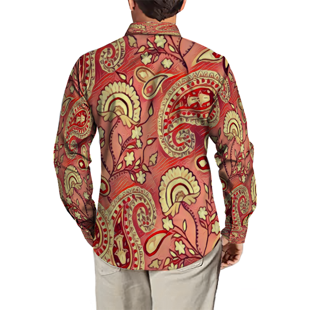 All Over Print Men's Fit Camp Collar Long Sleeve Shirt