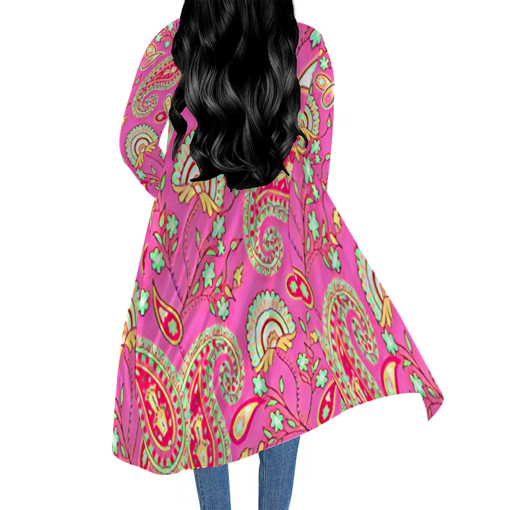 Custom Casual Front Open Dress Smock Long Sleeves Dress Smock