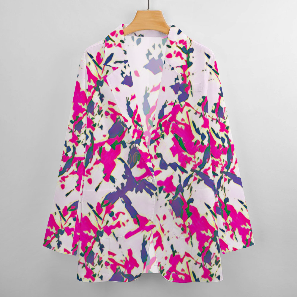 Custom Women's Casual Suit All Over Print Blazer Coat Fashion Light Coat