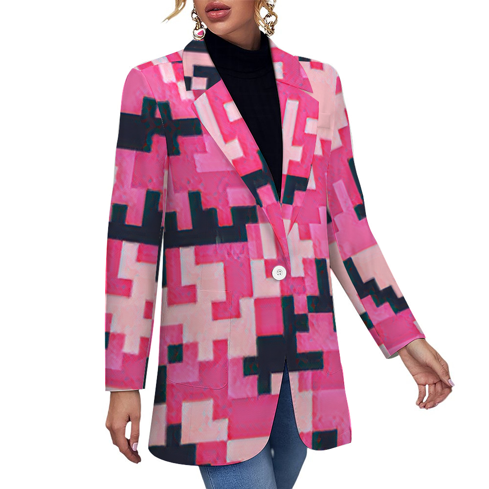 Custom Women's Casual Suit All Over Print Blazer Coat Fashion Light Coat