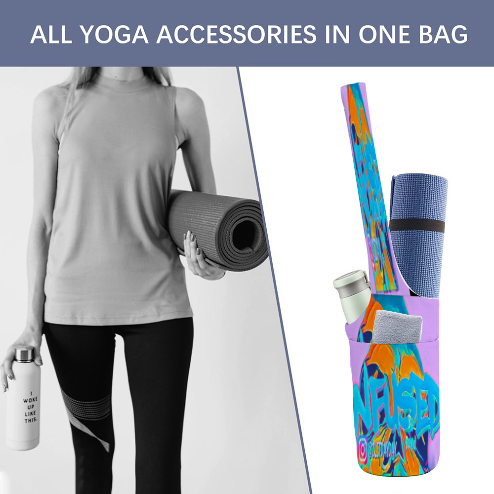 Custom Canvas Bag for Yoga Mat Gym Bag Personalized Yoga Mat Bag with Water Bottle Pocket and Bottom Wet Pocket, Exercise Yoga Mat Carrier