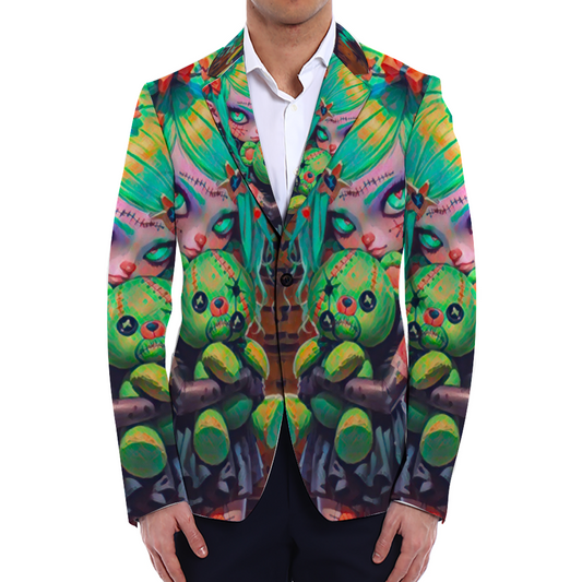 All Over Print Men Casual Suit Blazer Coat Fashion Light Coat