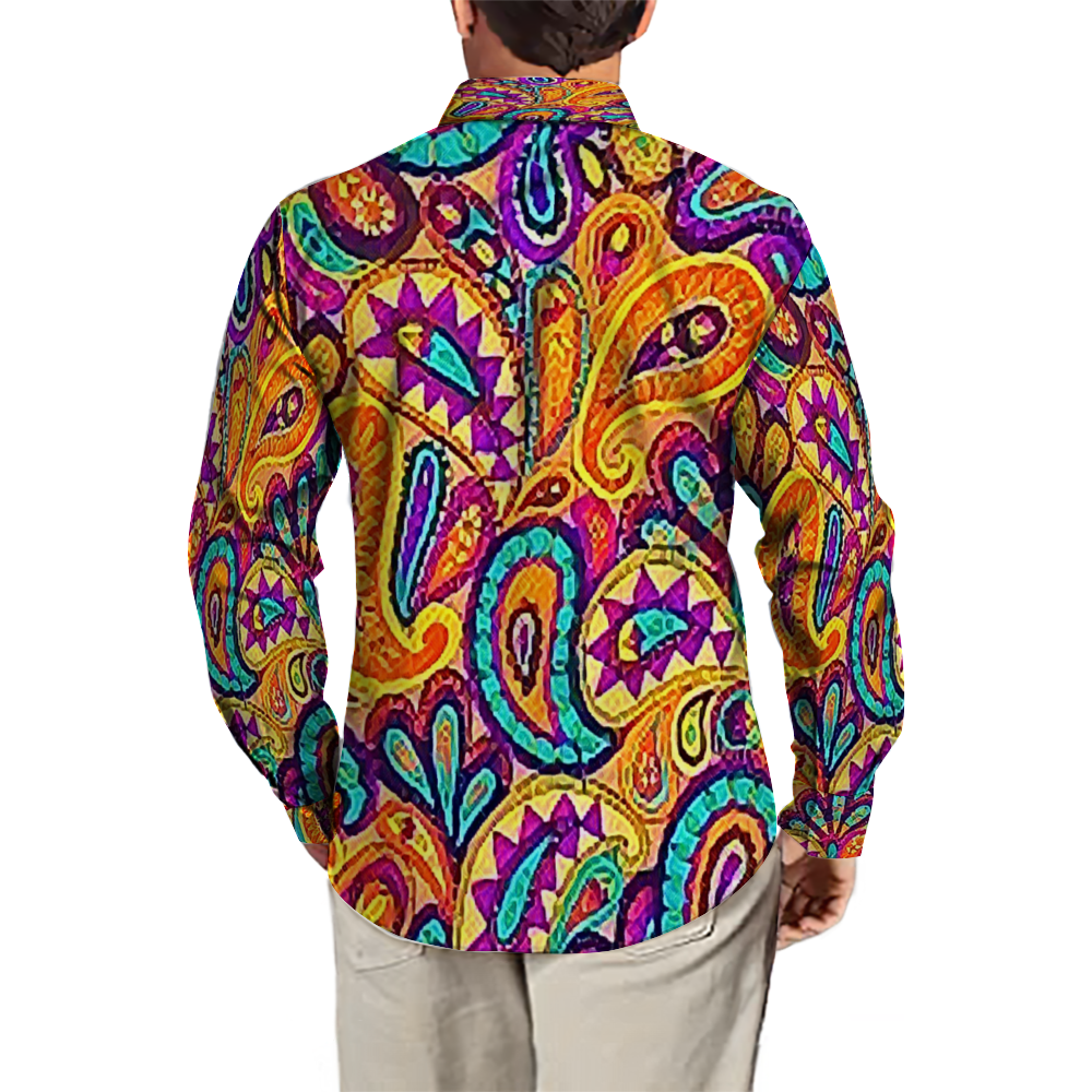 All Over Print Men's Fit Camp Collar Long Sleeve Shirt