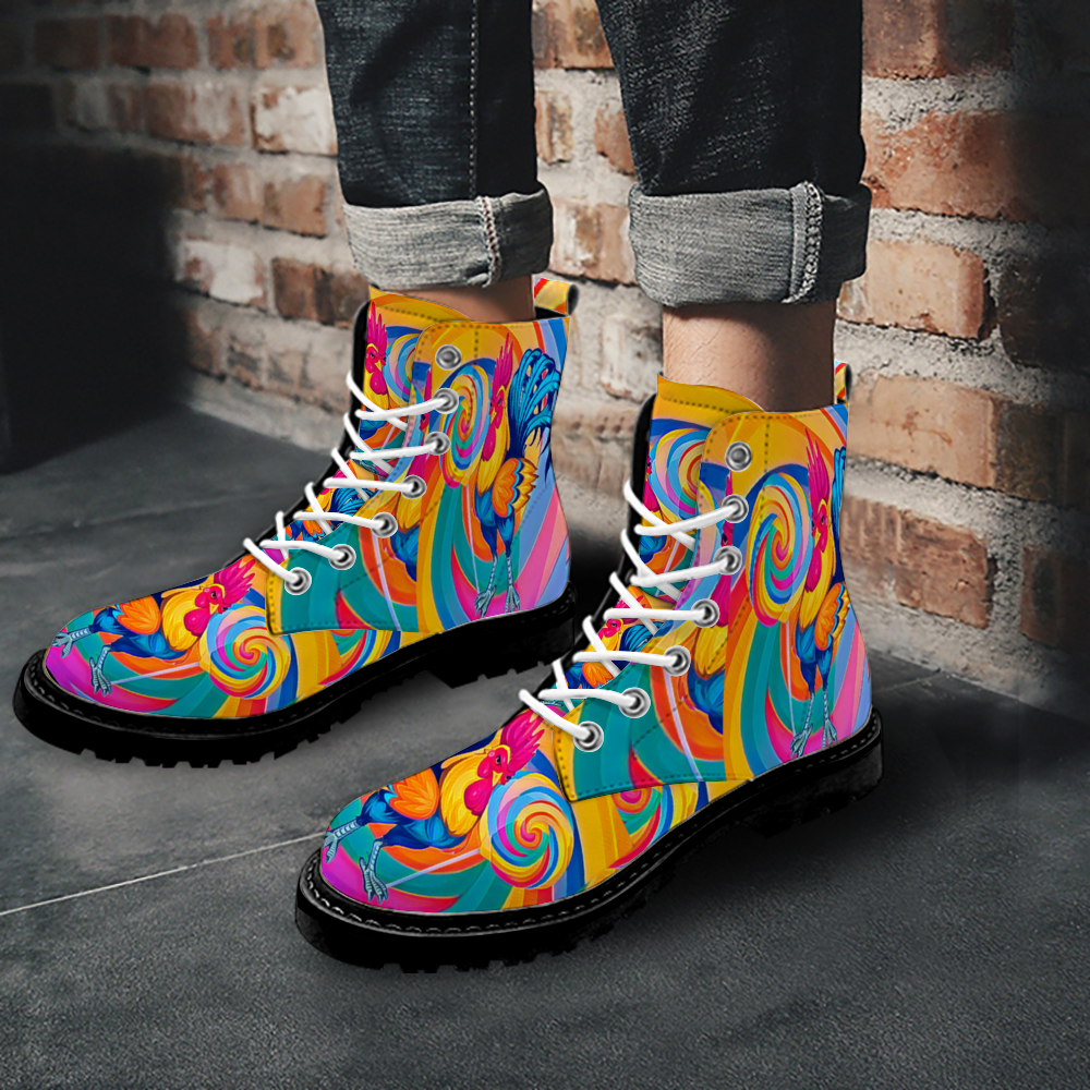 Custom Round Toe Boots Fashion Unisex All Over Print Shoes