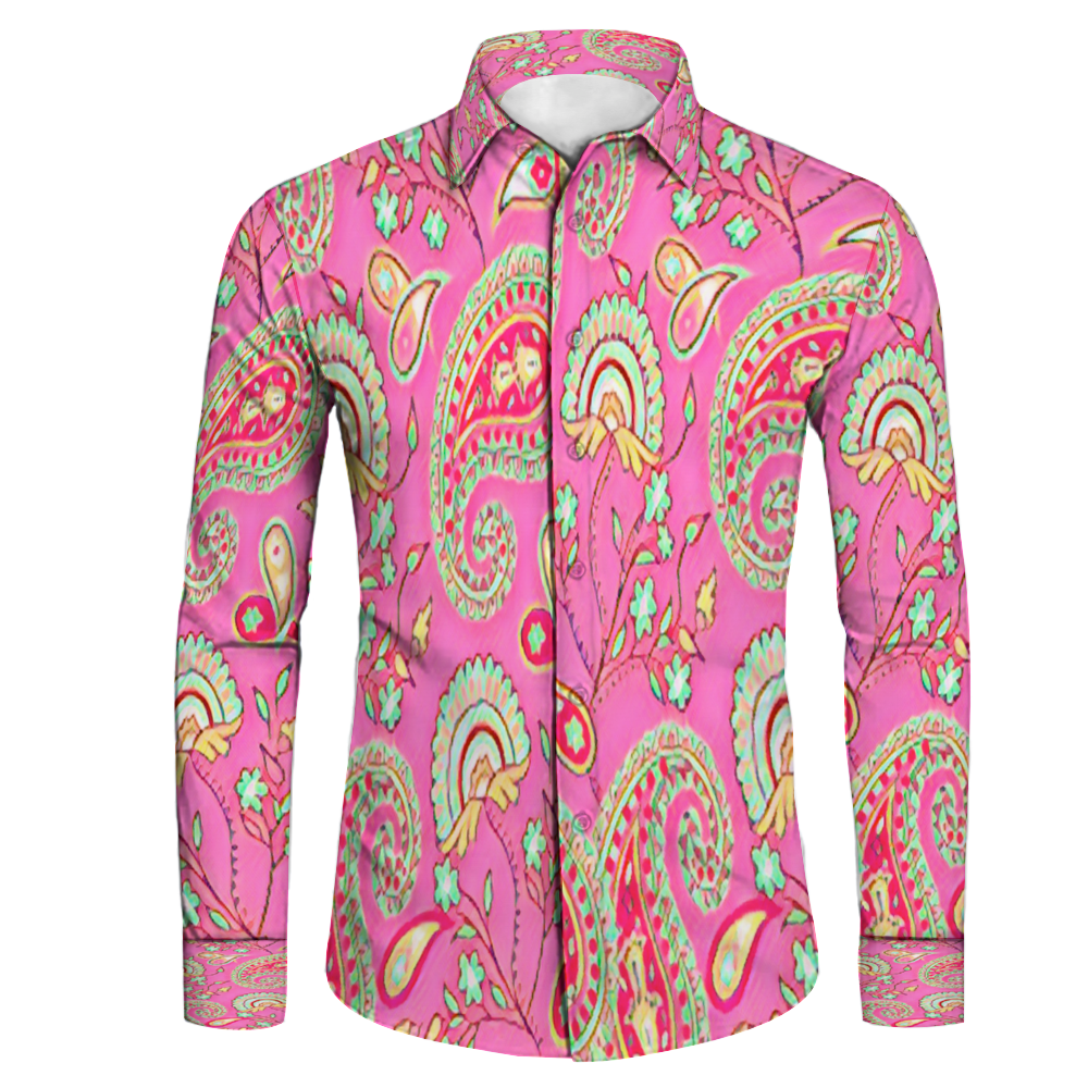 All Over Print Men's Fit Camp Collar Long Sleeve Shirt