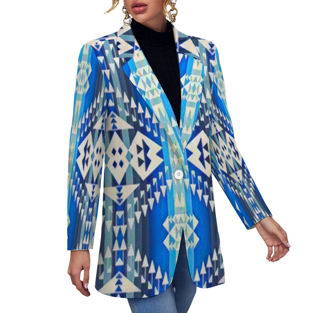 Custom Women's Casual Suit All Over Print Blazer Coat Fashion Light Coat