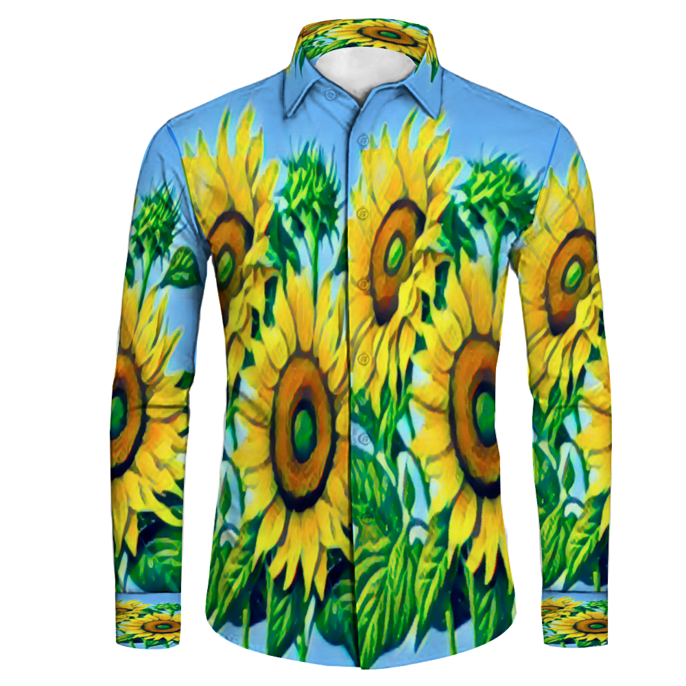 All Over Print Men's Fit Camp Collar Long Sleeve Shirt