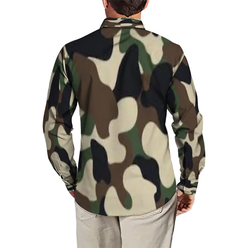 All Over Print Men's Fit Camp Collar Long Sleeve Shirt