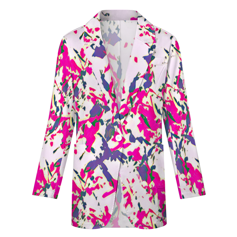 Custom Women's Casual Suit All Over Print Blazer Coat Fashion Light Coat