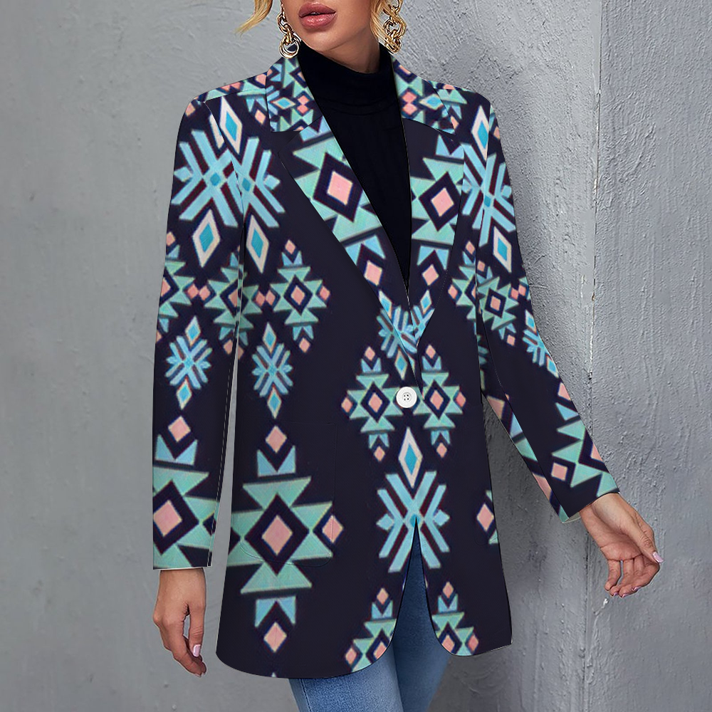 Custom Women's Casual Suit All Over Print Blazer Coat Fashion Light Coat