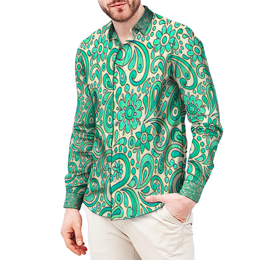 All Over Print Men's Fit Camp Collar Long Sleeve Shirt