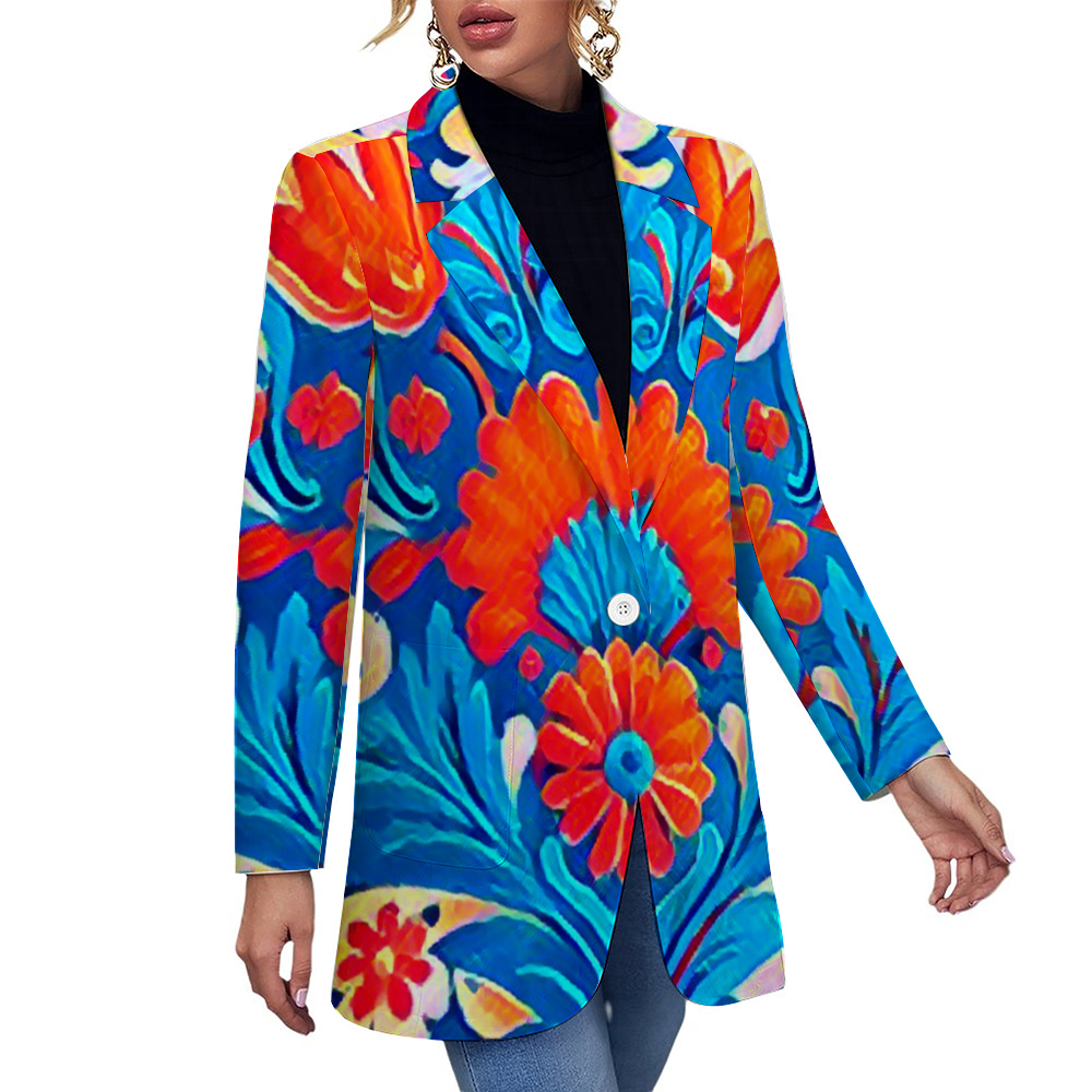 Custom Women's Casual Suit All Over Print Blazer Coat Fashion Light Coat