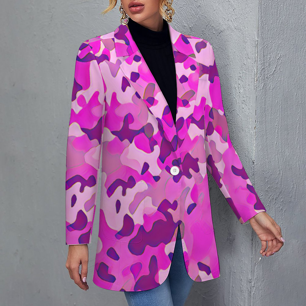 Custom Women's Casual Suit All Over Print Blazer Coat Fashion Light Coat