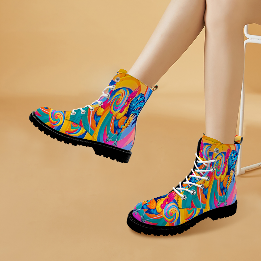 Custom Round Toe Boots Fashion Unisex All Over Print Shoes