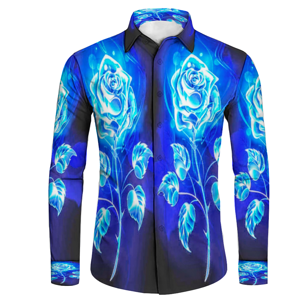 All Over Print Men's Fit Camp Collar Long Sleeve Shirt