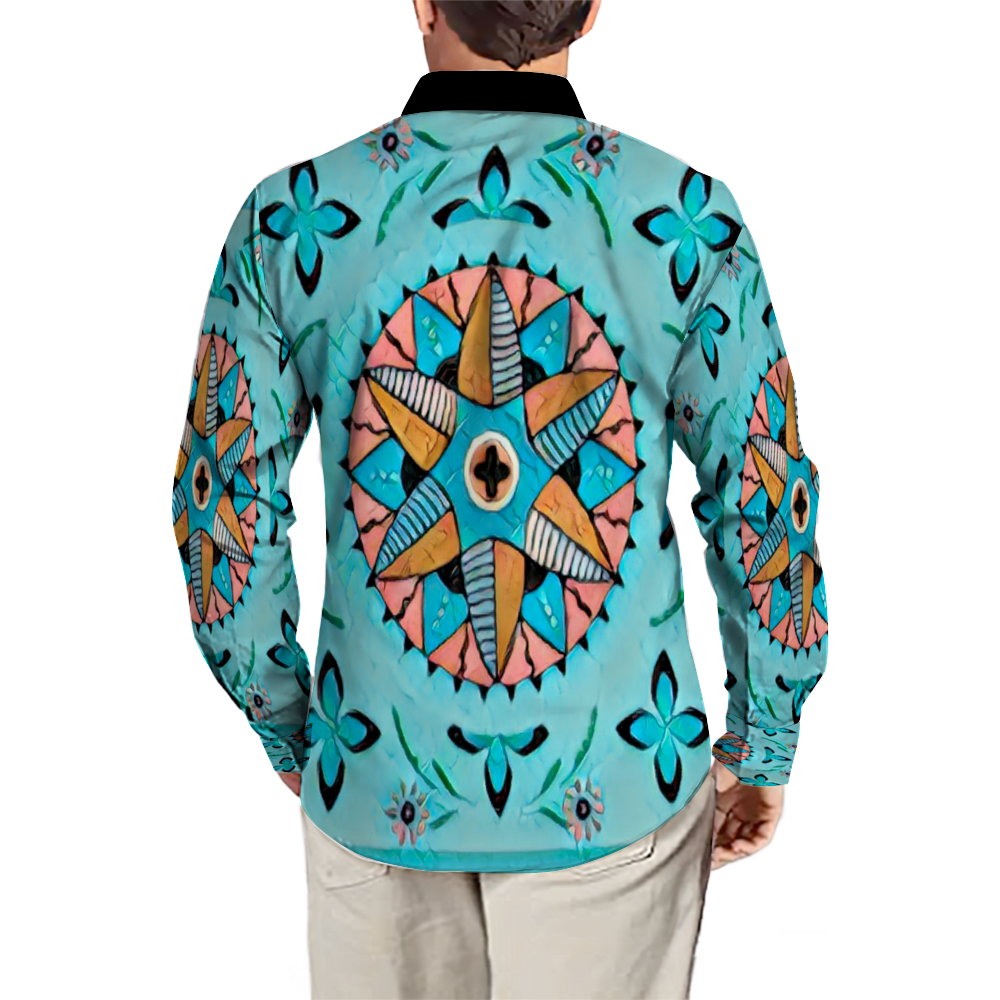 All Over Print Men's Fit Camp Collar Long Sleeve Shirt