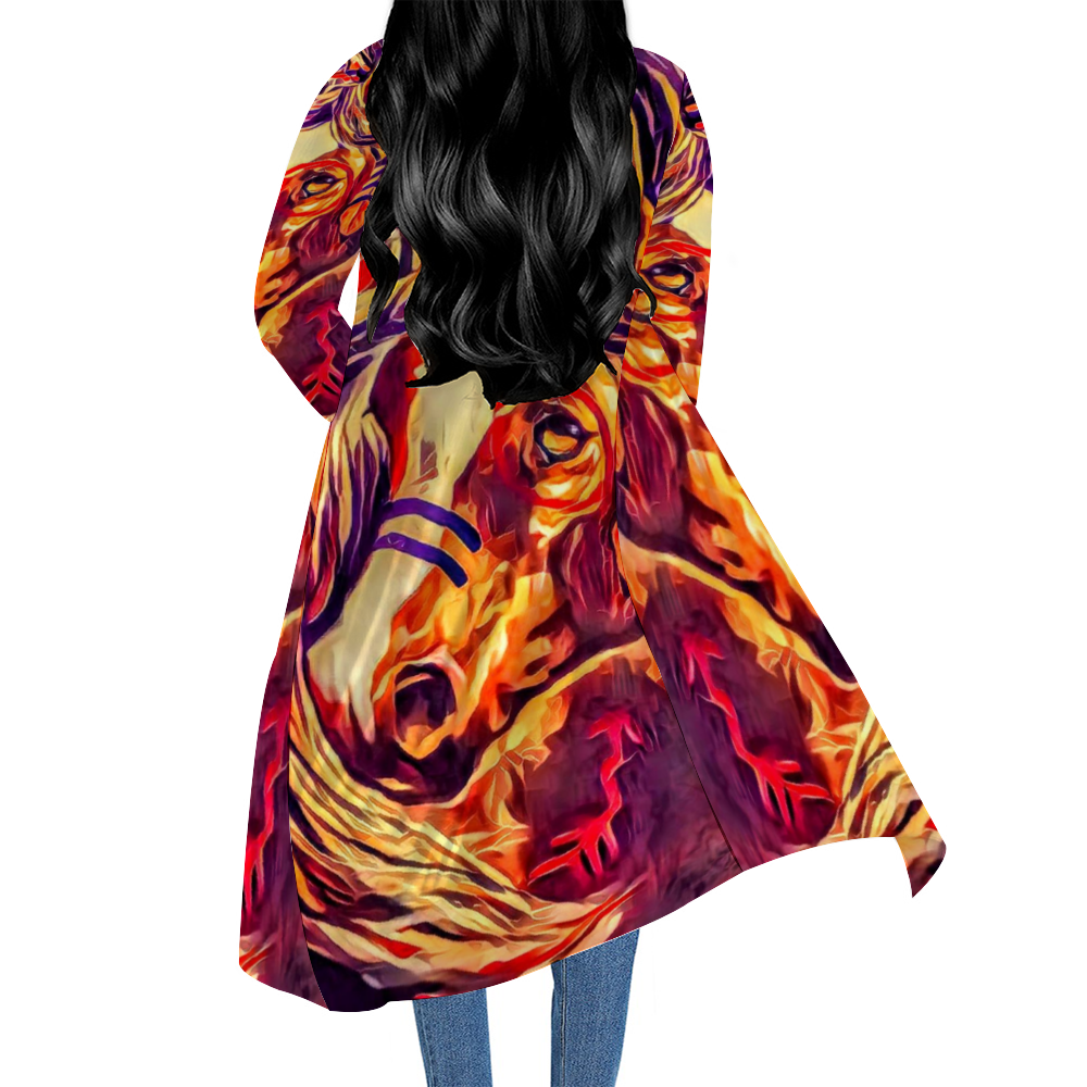 Custom Casual Front Open Dress Smock Long Sleeves Dress Smock