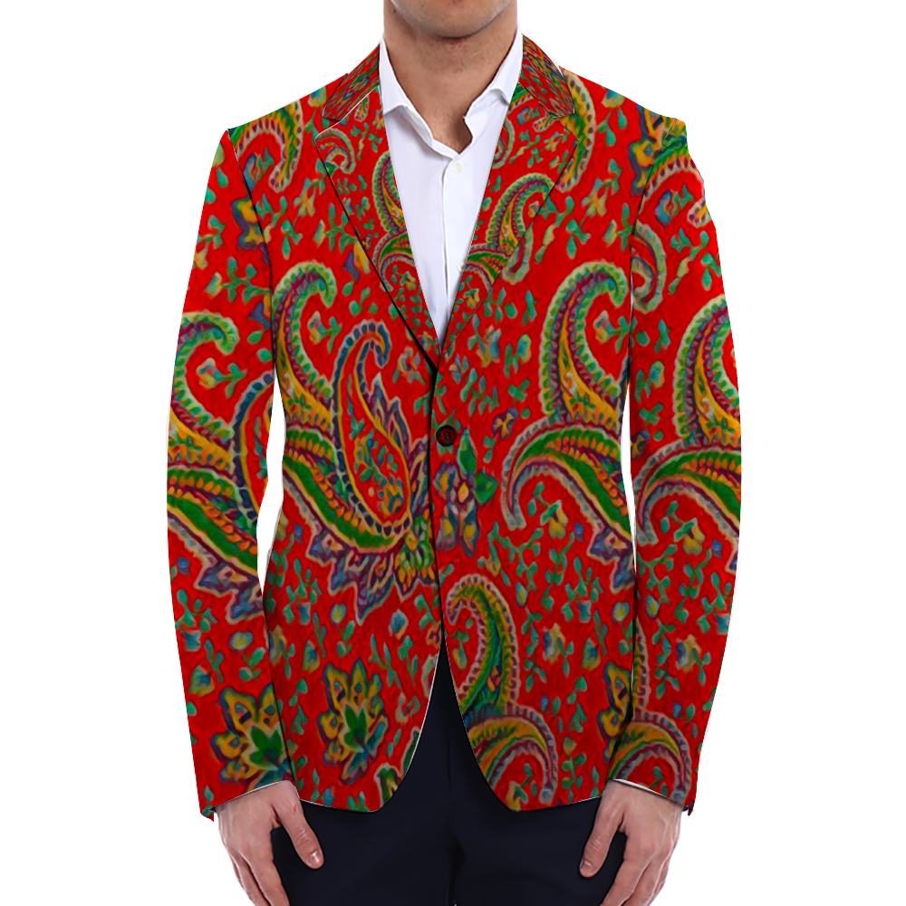 All Over Print Men Casual Suit Blazer Coat Fashion Light Coat