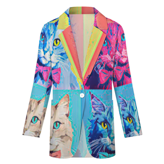 Custom Women's Casual Suit All Over Print Blazer Coat Fashion Light Coat