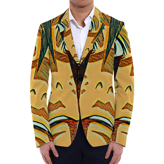 All Over Print Men Casual Suit Blazer Coat Fashion Light Coat