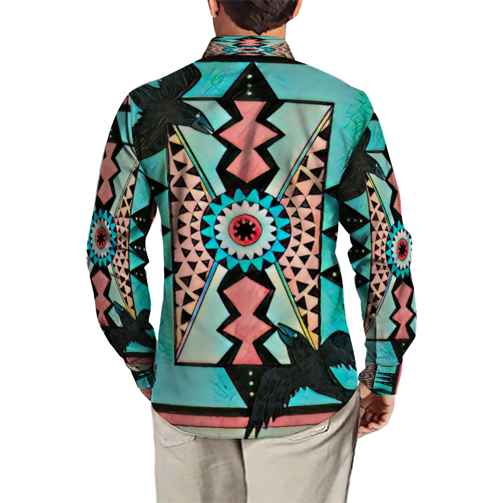 All Over Print Men's Fit Camp Collar Long Sleeve Shirt