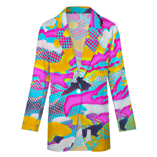 Custom Women's Casual Suit All Over Print Blazer Coat Fashion Light Coat