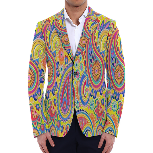 All Over Print Men Casual Suit Blazer Coat Fashion Light Coat