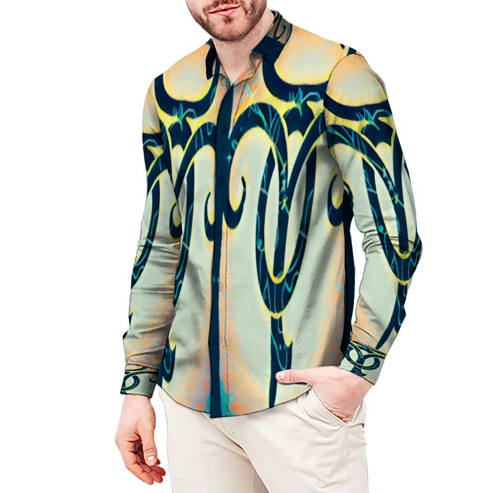 All Over Print Men's Fit Camp Collar Long Sleeve Shirt