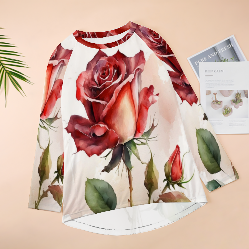 Custom Women's  Raglan Long Sleeve T-Shirt All Over Print Casual Shirt