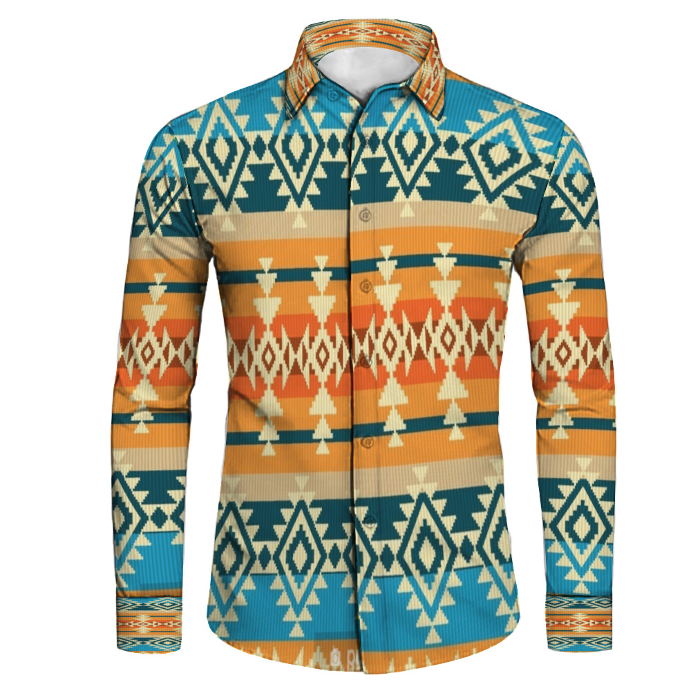 All Over Print Men's Fit Camp Collar Long Sleeve Shirt