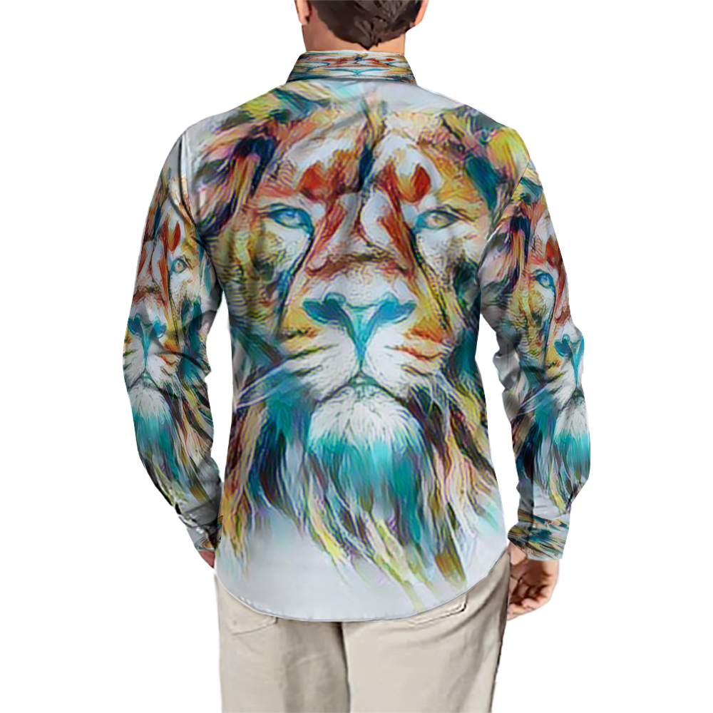 All Over Print Men's Fit Camp Collar Long Sleeve Shirt