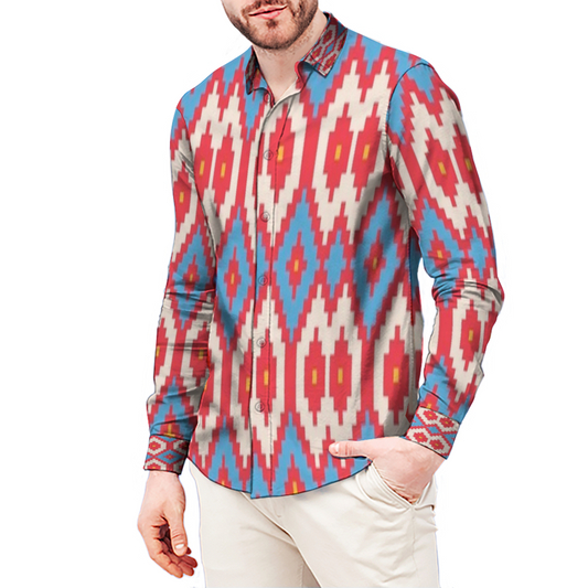 All Over Print Men's Fit Camp Collar Long Sleeve Shirt