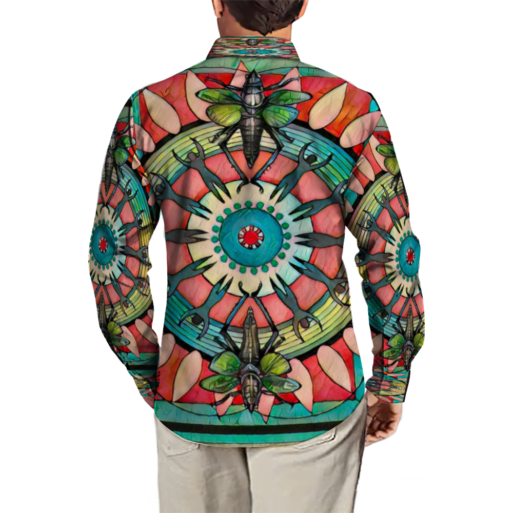 All Over Print Men's Fit Camp Collar Long Sleeve Shirt