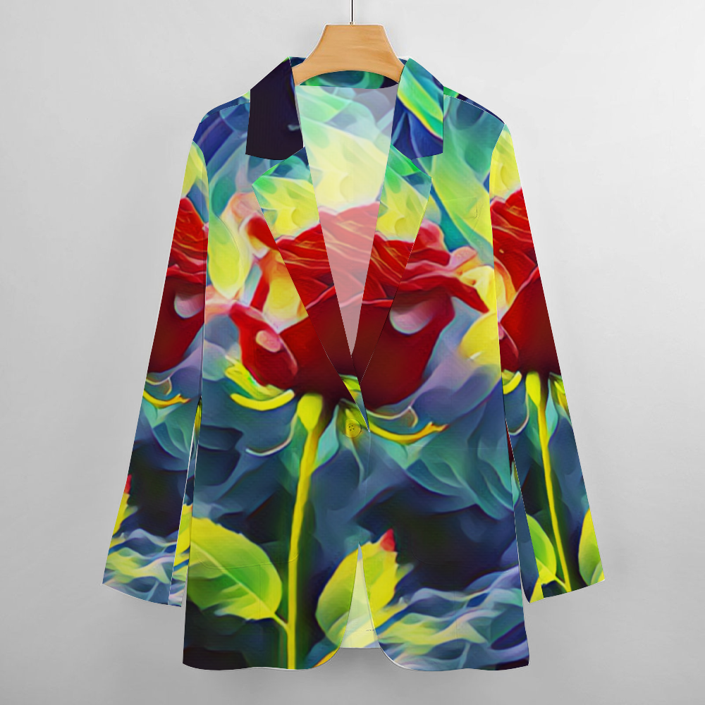 Custom Women's Casual Suit All Over Print Blazer Coat Fashion Light Coat