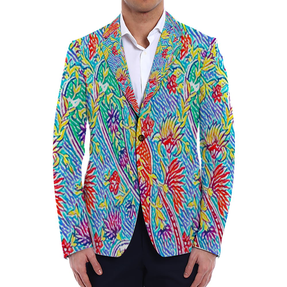 All Over Print Men Casual Suit Blazer Coat Fashion Light Coat