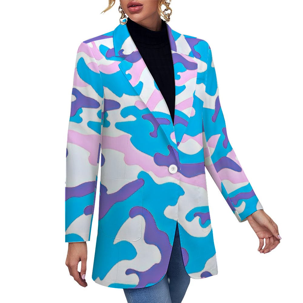 Custom Women's Casual Suit All Over Print Blazer Coat Fashion Light Coat