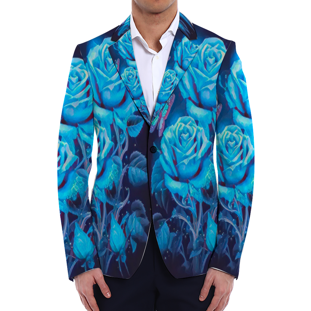 All Over Print Men Casual Suit Blazer Coat Fashion Light Coat