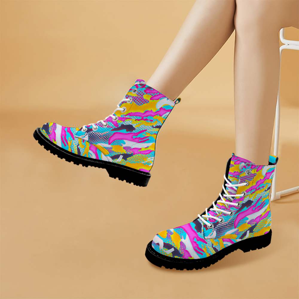 Custom Round Toe Boots Fashion Unisex All Over Print Shoes