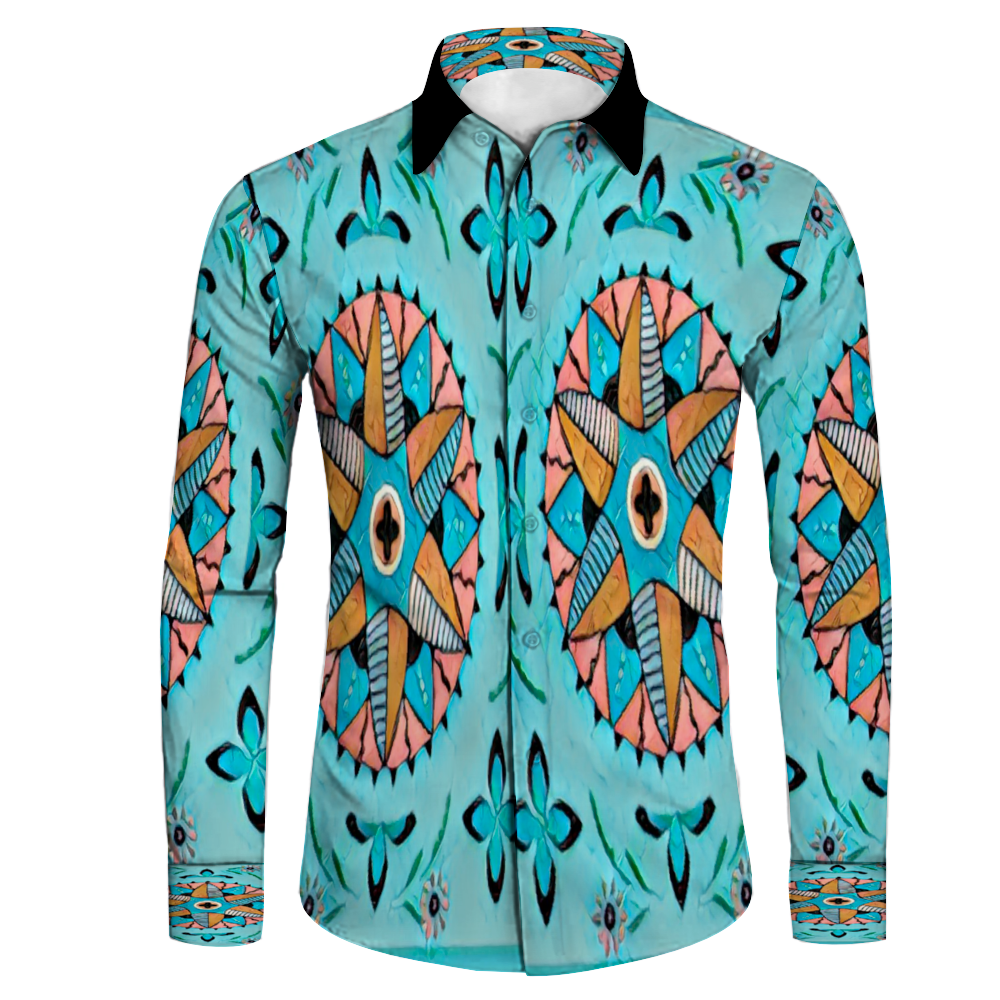 All Over Print Men's Fit Camp Collar Long Sleeve Shirt