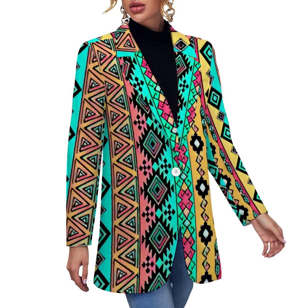 Custom Women's Casual Suit All Over Print Blazer Coat Fashion Light Coat