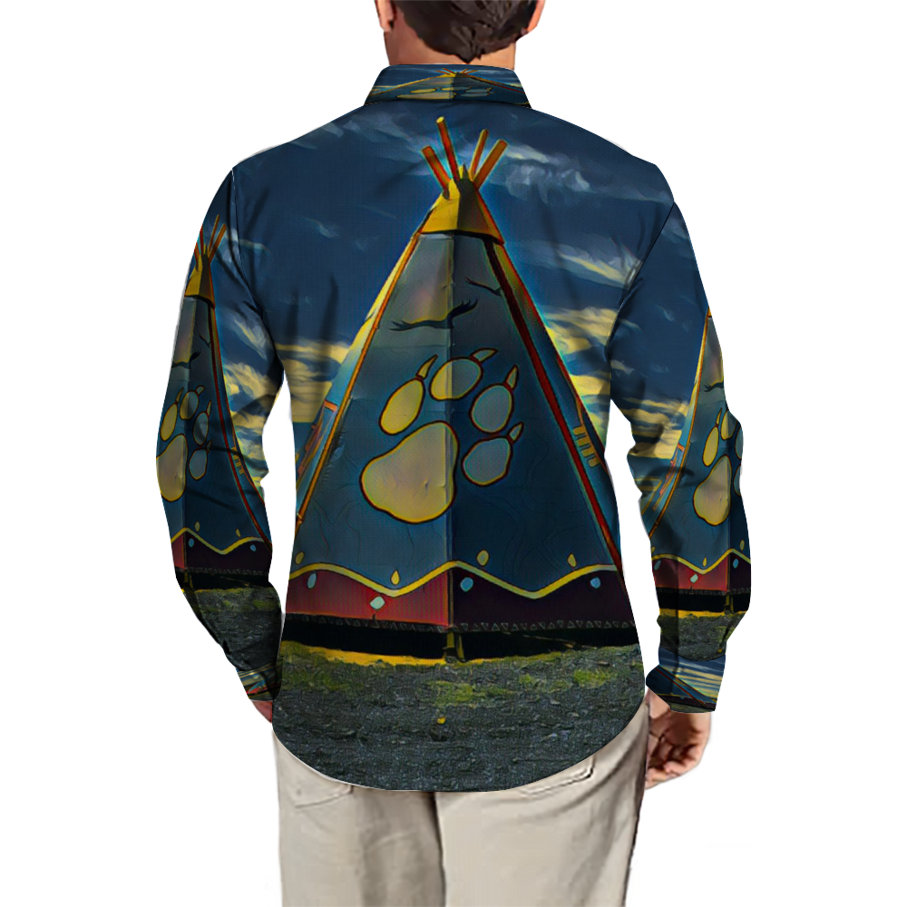 All Over Print Men's Fit Camp Collar Long Sleeve Shirt