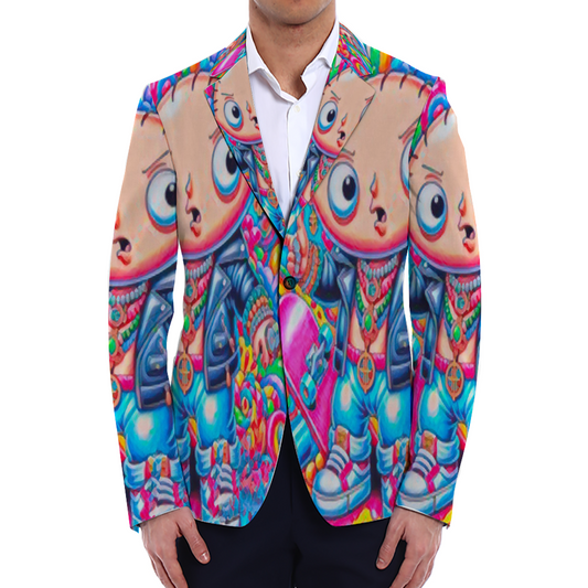 All Over Print Men Casual Suit Blazer Coat Fashion Light Coat