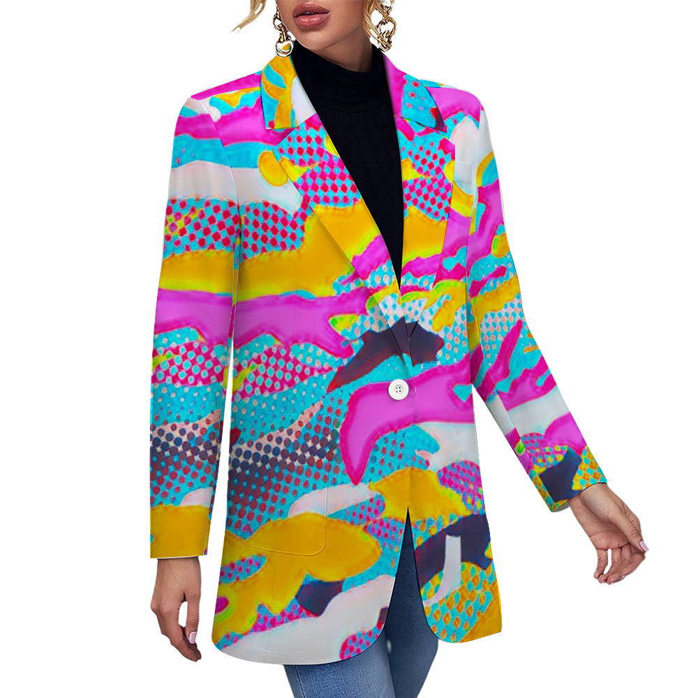 Custom Women's Casual Suit All Over Print Blazer Coat Fashion Light Coat