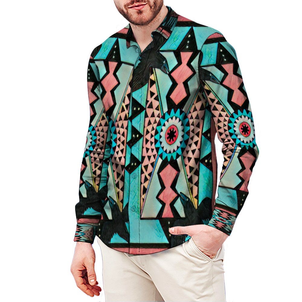 All Over Print Men's Fit Camp Collar Long Sleeve Shirt