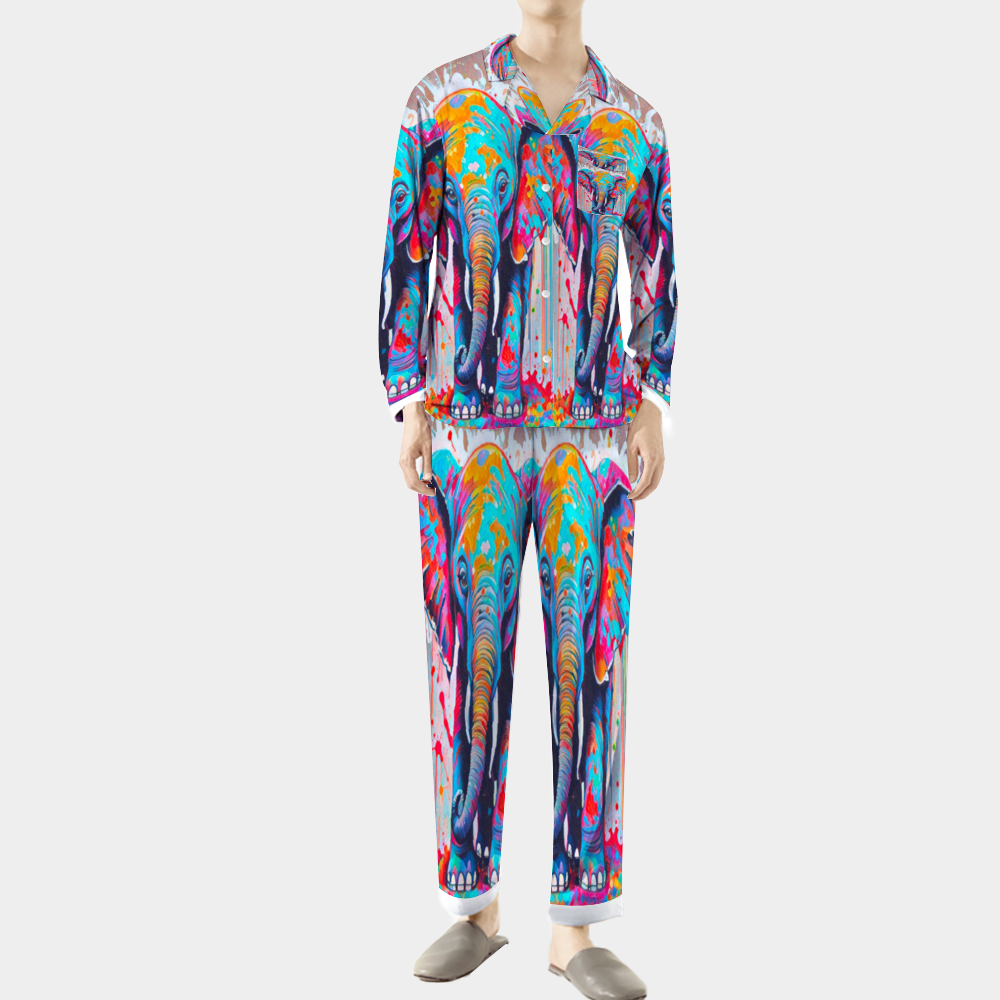 Custom Unisex  All Over Print Long Sleeve Pajamas Set of Shirt & Pants for Adults Sleeper Set Lounge Clothing